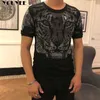 Men's T-Shirts 3D Tiger Head Pattern Hot Diamonds Male Tees 2022 New Summer Trend Handsome Short Sleeve Cotton TShirt Popular Mens Clothing Z0221