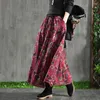 Skirts Vintage Red Printed Women's Clothing Large Size A-line Spring Autumn Pleated Skirt Jp190