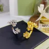 Cluster Rings Fashion Jewelry Women's Three-leaf Flower Ring Beautiful Exquisite Birthday Gift Accessories Girl