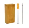喫煙パイプホット販売新しい102mmの長さの竹と木材タバコケースクリエイティブスライディングカバーデザインが針を通して組み込まれています
