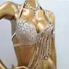 Scena zużycie dorosłych Oriental Belly Dance Costume Bra Spódnica 2pcs Zestaw ręcznie robiony z koralikami kryształowy strój garnituru