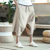 Men's Pants Men Harajuku Harem Mens Summer Cotton Linen Joggers Male Vintage Chinese Style Soild Color Calflenght Trousers 230221