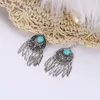 Bengelen oorbellen vintage bohemia blad kwast turquoise voor vrouwen mode etnische geometrie holle haak oorrang sieraden accessoires
