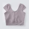 Camicie attive SCOLLO A V A COSTINE Reversibile Yoga Dancer Sport T-shirt ritagliate Donna Sexy Tempo libero Open Back Top Fitness Palestra Allenamento Crop Tee