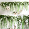 Dekorative Blumen 3D Mori Green Leaf Willow Vine Wandbehang Hochzeit Bogen Dekor Blumenreihe Tisch Rose Blumen Ball Arrangement Event Party