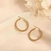 Hoop Earrings Gold Twist Braided Twisted Coil For Women Fashion Simple Stainless Steel Vacuum Electroplating