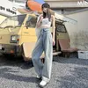 Damesjeans Blue Women's High Taille Vintage Straight Baggy Denim Pants Streetwear American Style Fashion Wide Leg Trouser Summer