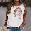 Kvinnors hoodies kvinnor tröja folk design tryck grafisk pullover raglan långärmad höst vinter crewneck termiska hoodie toppar