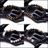 Charm Armband Fashion Men Armband Facetter Natural Stone Tr￤p￤rled 8mm Tiger Eye Spectrolite Buddha Lava Beads Stretch Women J Dhexm