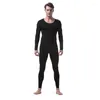 Men's Thermal Underwear 2PCS/set Men Sexy Ice Silk Long Johns Compression Set Transparent Bottom Thin Stretchy Legging