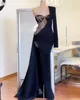 Black Mermaid Evening Dresses Single One Shoulder Long Sleeves Illusion Beading Prom Gowns High Slit Crystal Formal Lady Party Dress BC15245