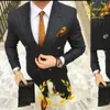 Trajes para hombre, traje de negocios para hombre, chaqueta a rayas, pantalones, 2 piezas, ropa de trabajo de oficina, solapa con punta, conjunto de chaqueta de esmoquin de boda para novio