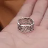 Ringos de cluster FNJ 925 Silver Ring Hollow Rose Flower Jewelry Original S925 Sterling para homens tamanho 7-9 Bague