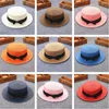 Spring Summer Kids Flat Straw Hat Small Brim Top Hats for Boys Girls Children Beach Cap Women Men Sun Protection Caps