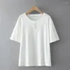 Shirt 2023 Ladies Summer Plus Size Tops For Women Large Short Sleeve Loose Cotton Green White O-neck T-shirt 3XL 4XL 5XL 6XL