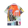 Top stampati estivi da uomo T-shirt stampata geometrica con scollo a V di lusso T-shirt con bottoni hip-hop traspiranti a maniche corte