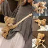 NOENNAME NULL Cute Girls Cute Smile Bear Soft Plush Doll Lolita Handbag Animal Shoulder Bag237b