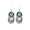 Dangle Boucles D'oreilles Vintage Bohême Feuille Gland Turquoise Pour Femmes Mode Ethnique Géométrie Creux Crochet Boucle D'oreille Bijoux Accessoires