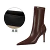 Boots 2023 Spring High Quality Soft PU Leather Women Pointed Toe Pumps Heels Fashion Ladies Party Shoes Size 34-43