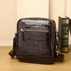 Fashion Men Cross body bags 22x20cm small shoulder bags crocodile grain real leather business casual model255M