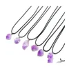 Colares pendentes Colar de cristal de ametista de pedra natural para mulheres joias de beb￪ entrega de j￳ias pingentes de j￳ias dhsp4