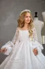 Fille Robes Pleine Dentelle Fleur Filles Robe Pour Mariage Enfants À Manches Longues Appliqued Robe De Bal Bohème Parti Pageant Robes Anniversaire