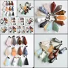 Charms Rose Quartz Opal Natural Stone Pendum Hexagonal Pyramid Pendants For Necklace Jewelry Making Drop Delivery Findings Components Dha0B