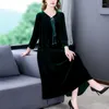 Casual Dresses High-End Brand Silk Long-Sleeved Gold Velvet 2023 Autumn And Winter Fashion Temperament Bow Plus Size Dress