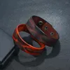 Charm-Armbänder, schlicht, 2,3 cm breit, Lederarmbänder, Armreifen für Männer, Vintage-Stil, braun/orange, Armband, Manschettenschmuck, Geschenk für Jungen