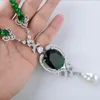 Chaînes 19'' 3 Rangs Perle de Culture Blanche Cristal Vert Keshi Pendentif CollierChaînes