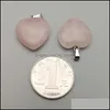 Charms 20 mm Rose Quartz Heart Stone Natural Chakra Pendre cicatrisant Collier Boucles d'oreilles Boucles d'oreilles