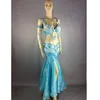 Stage Wear High Quality Belly Dance Costume Performance 5-piece Suit Beaded Bra Belt Dancing Skirt Dress Set