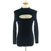 Polos pour femmes Noir Dames Automne / Hiver Pull tricoté Pull à col roulé Pull décontracté Chemise à manches longues Filles serrées