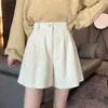 Short femme 2023 velours côtelé femmes printemps été taille haute jambe large femme décontracté ample marron pantalon court