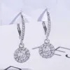 Dangle Earrings Brass Drop Womens Luxury Round CZ With Leverback Hoop For Female Simple Elegant Jewelry Party Gifts