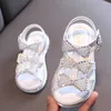 Sandalen meisje sandalen zomer mode kinderen prinses schoenen strass bow open teen feest sandalen peuter meisje schoenen zwart wit csh1331 r230220