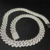 Anpassade hiphop -smycken isade ut 14mm 925 Sterling med pronginställning VVS Lab Moissanite Cuban Link Chain Halsband för människan