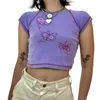 Serbatoi da donna Vestiti estivi per le donne E Girl Stampa Y2k Crop Top T-shirt con grafica a farfalla T-shirt a maniche corte Streetwear T-shirt per ragazze adolescenti