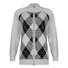 Kvinnorjackor Vintage Grey Argyle Plaid Sticked Sweaters Zipper Loose Cardigans Academic Preppy Style Fairy Grunge Streetwear