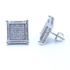 Haute qualité Hip Hop Bling femmes hommes bijoux 925 argent vis carré Micro pavé Cz Cool garçon Earring244A8358186