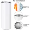 US STOCK 20oz Sublimation Mugs Stainless Steel Straight Insulated Water Bottles Portable Car Tumblers DIY Printing Coffee Tea Cups
