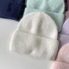 Berets Women's Angora Fabbit Fur Beanie Winter Hat Men Fashion Soft Warm Chreetwear Skullies Beanies Bonnet Cap 2023