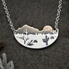 Hanger kettingen retro cactus woestijn maan halve cirkel ketting mode dames accessoires vintage metaal voor geschenken