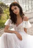 Party Dresses Formal Sexy Vneck Lace Bodice Prom Women's Retro White Bridal Wedding 230221