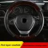 Steering Wheel Covers 38Cm Car Cover Top Layer Cowhide Crystal Mahogany Leather Material With Needle Thread Hand-stitched Auto Parts