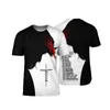 T-shirts pour hommes Dieu Jésus Big Hug 3D T-shirts imprimés pour hommes / femmes Design Blanc Streetwear Tshirt surdimensionné 5XL 6XL Vêtements de garçon