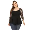 Blouses pour femmes Tops décontractés à manches longues avec des plis de mode imprimés léopard et élégant féminin 4xl