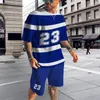 Männer Trainingsanzug 3D Gedruckt Atmungsaktive Kleidung Sommer Streifen Serie T-shirt 2 Stück Sets Beliebte Jogging Kurzarm Anzug 6XL