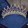 Tiaras Barroco Vintage Azul Cristal Novia Corona Mujeres Tocado Nupcial Tiaras y Coronas Boda Accesorios de Joyería para el Cabello Corona Moda Z0220