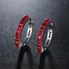 Boucles d'oreilles créoles luxe zircone cubique grand cercle Huggie pour femmes bleu rouge gemme cerceaux Pendientes bijoux boucles d'oreilles